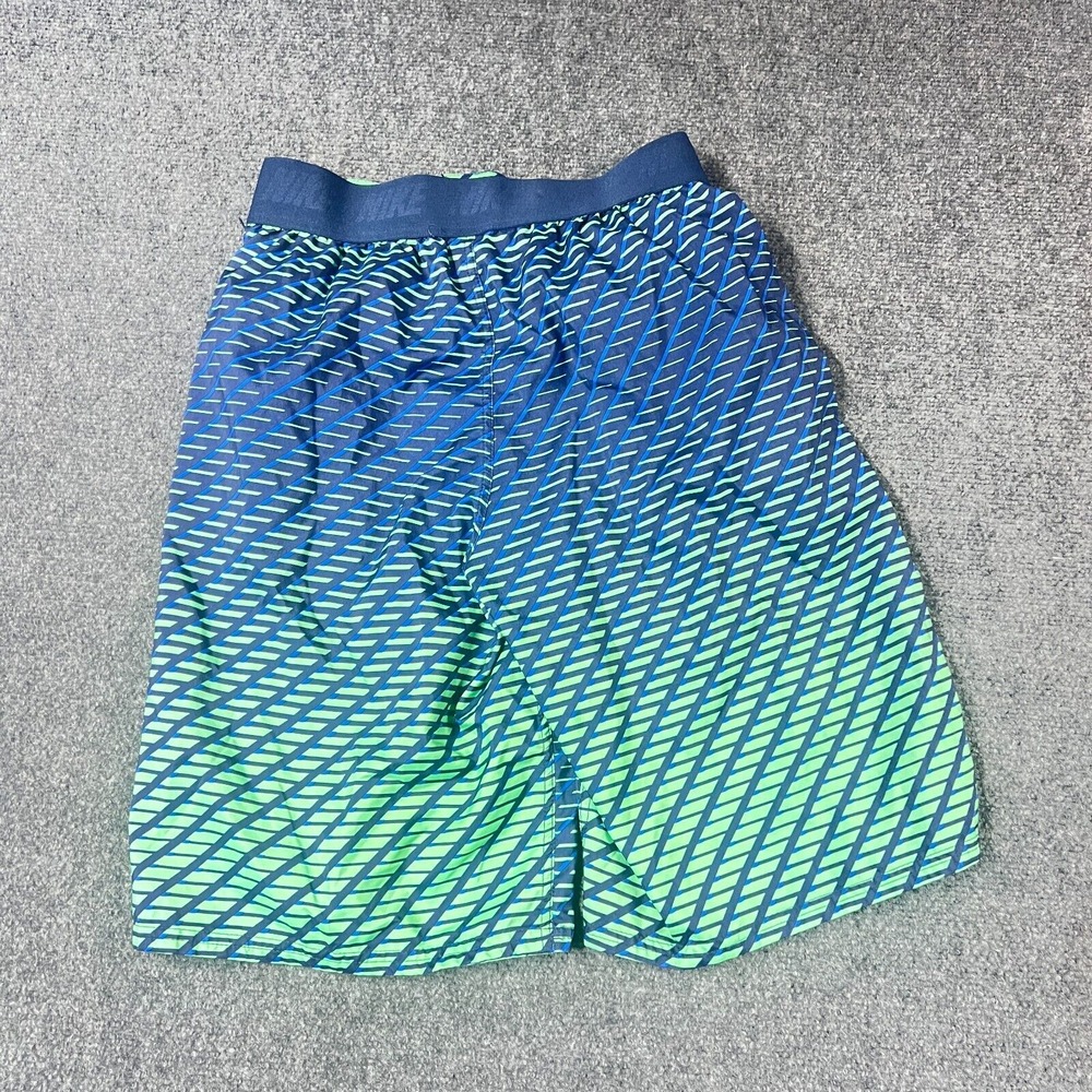 Nike Boardshorts‎ Mens Medium Green Blue Geometric Retro Swim Surf Long Length - Picture 2 of 6